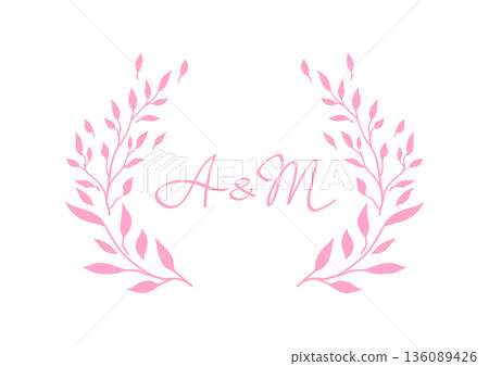 Wedding frame for invitation card. Marriage background with pretty stylized floral plants twigs. Wedding frame for invitation card. Marriage background with pretty stylized floral plants twigs. 136089426