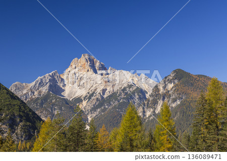 Monte Pelmo mountain in the Italian Dolomites during autumn Monte Pelmo mountain in the Italian Dolomites during autumn 136089471
