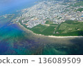 Ishigaki Island: Sea and city view from above 136089509