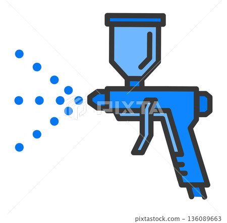 Illustration of an air sprayer spraying paint with DIY paint Illustration of an air sprayer spraying paint with DIY paint 136089663