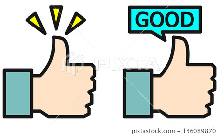 Illustration of a gesture of like or recommend with a finger 136089870