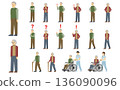 Flat illustration: Senior men and women set (with facial expressions) 136090096
