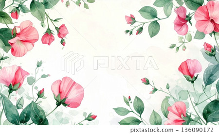 Fresh botanical watercolor frame material. Perfect for business documents, invitations, and the main visual background of a relaxing website. Fresh botanical watercolor frame material. Perfect for business documents, invitations, and the main visual background of a relaxing website. 136090172