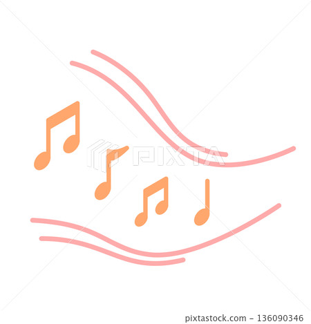 An image illustration of a sound, melody, or notification sound. An illustration icon of flowing musical notes. An image illustration of a sound, melody, or notification sound. An illustration icon of flowing musical notes. 136090346