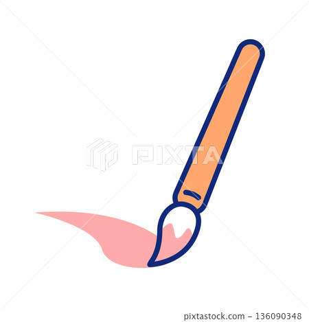 正在用畫筆上色的插圖。 136090348