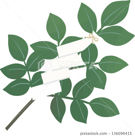 Shrine tamagushi - Vector illustration of offerings used in Shinto rituals Shrine tamagushi - Vector illustration of offerings used in Shinto rituals 136090415