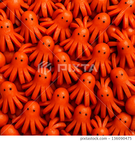 可愛的章魚香腸角色紋理 136090475