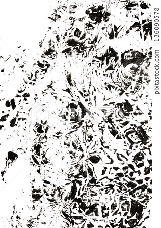 Acrylic Black Ink Paint Splatters and Spots Blot on White for Background 136090578
