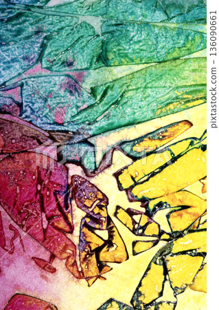Abstract coloured ink geometric stained glass style paint background 136090661