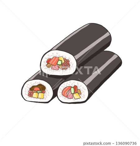 Illustration of stacked ehomaki 136090736