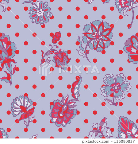 Pastel Folk Floral Polka Dot Print Pastel Folk Floral Polka Dot Print 136090837