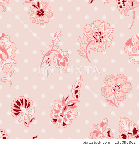 Folk Botanical Accent Motif Print 136090862