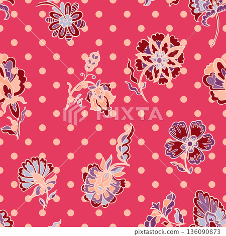 Folk Floral Polka Dot Vintage Pattern Folk Floral Polka Dot Vintage Pattern 136090873