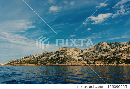 Sunlit Calanques cliffs 136090935