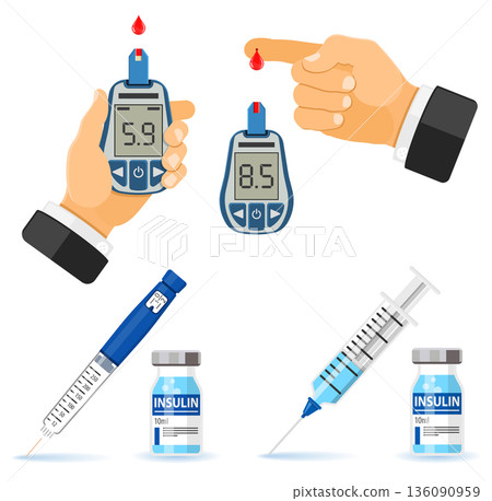 Diabetes Banners with Glucometer Syringe 136090959
