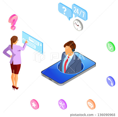 Isometric Online Customer Support 136090968