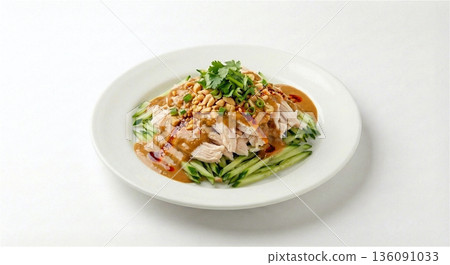 棒棒雞、中式涼菜、點心、自助餐、白色背景 136091033