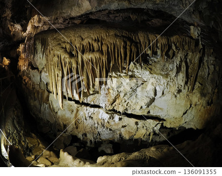 stalactites and stalagmites inside karst caves carved out by water stalactites and stalagmites inside karst caves carved out by water 136091355
