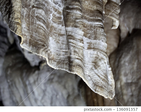 stalactites and stalagmites inside karst caves carved out by water 136091357