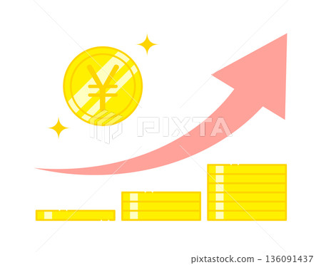 日元硬幣升起的示意圖 日元硬幣升起的示意圖 136091437