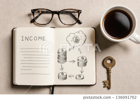 Journal Sketch of Passive Income Flow with Symbolic Key Journal Sketch of Passive Income Flow with Symbolic Key 136091702