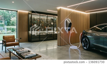 Property insurance for premium garage with electric vehicle Property insurance for premium garage with electric vehicle 136091730