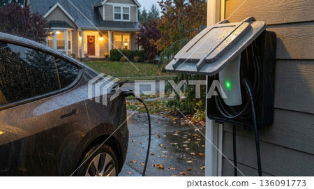 Home electric vehicle charging station protection in rain 136091773