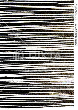 Thick Ink Pen Paint Black Lines on White Background Zebra Skin Barcode Shapes 136092087