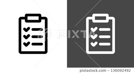 黑白簡約剪貼簿和清單圖示插圖集 136092492