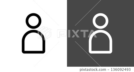 一套黑白風格的簡單人物、角色和使用者圖示插圖 136092493