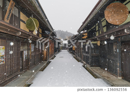 Hida Takayama Snow Old Townscape Hida Takayama Snow Old Townscape 136092556