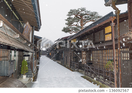 Hida Takayama Snow Old Townscape 136092567