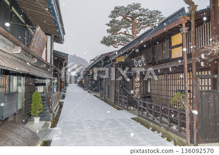 Hida Takayama Snow Old Townscape Hida Takayama Snow Old Townscape 136092570