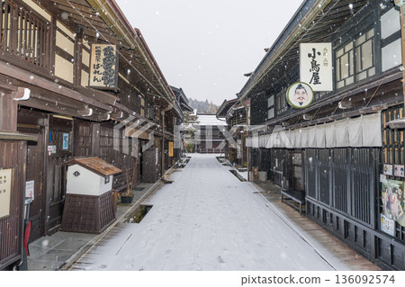 Hida Takayama Snow Old Townscape Hida Takayama Snow Old Townscape 136092574