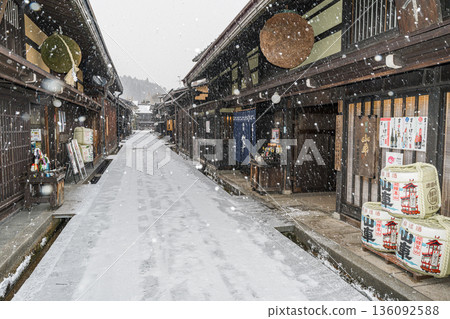 Hida Takayama Snow Old Townscape Hida Takayama Snow Old Townscape 136092588