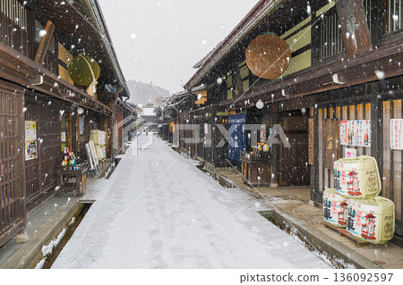 Hida Takayama Snow Old Townscape Hida Takayama Snow Old Townscape 136092597