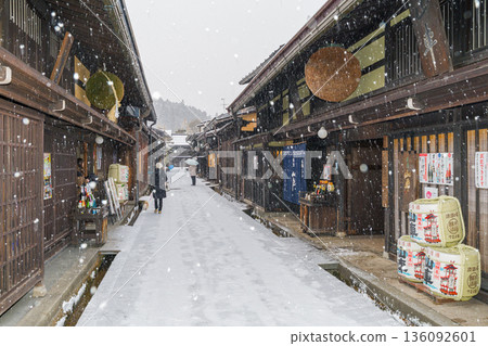 Hida Takayama Snow Old Townscape Hida Takayama Snow Old Townscape 136092601