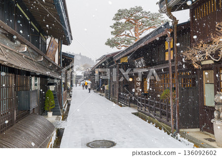 Hida Takayama Snow Old Townscape Hida Takayama Snow Old Townscape 136092602