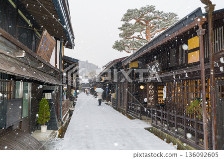 Hida Takayama Snow Old Townscape Hida Takayama Snow Old Townscape 136092605