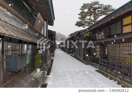 Hida Takayama Snow Old Townscape Hida Takayama Snow Old Townscape 136092612