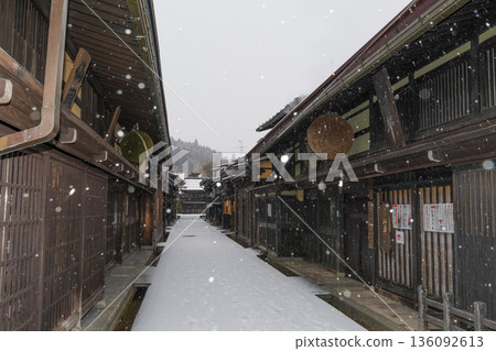 Hida Takayama Snow Old Townscape 136092613