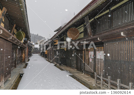 Hida Takayama Snow Old Townscape Hida Takayama Snow Old Townscape 136092614