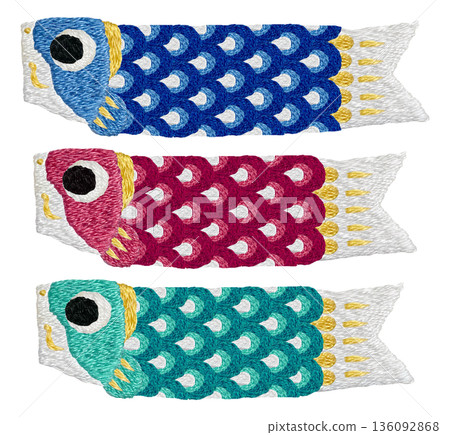 【鯉魚飄帶套裝】手工刺繡圖案材質 【鯉魚飄帶套裝】手工刺繡圖案材質 136092868