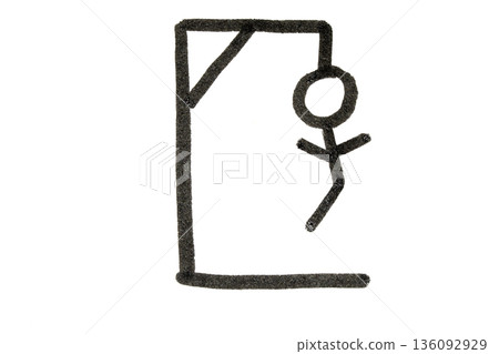 Cartoon hand drawn hangman paper game spelling Cartoon hand drawn hangman paper game spelling 136092929