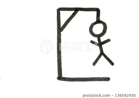 Cartoon hand drawn hangman paper game spelling Cartoon hand drawn hangman paper game spelling 136092930