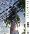 Dense Overhead Power And Internet Cables On Street Pole In Vietnam 136093465
