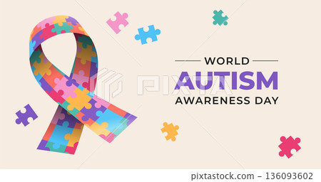 World autism awareness symbols made from colorful puzzle pieces. World autism awareness symbols made from colorful puzzle pieces. 136093602