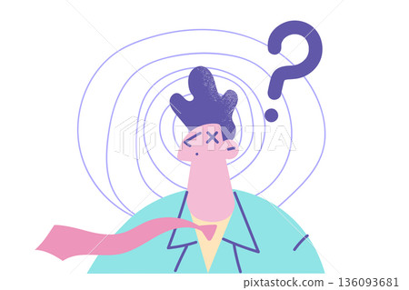 Pensive businessman feel confused search for solution 136093681