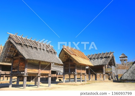 [Saga Prefecture] Yoshinogari Historical Park (Kura and City) under clear skies 136093799