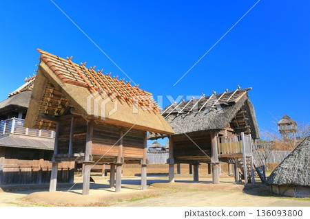 [Saga Prefecture] Yoshinogari Historical Park (Kura and City) under clear skies 136093800